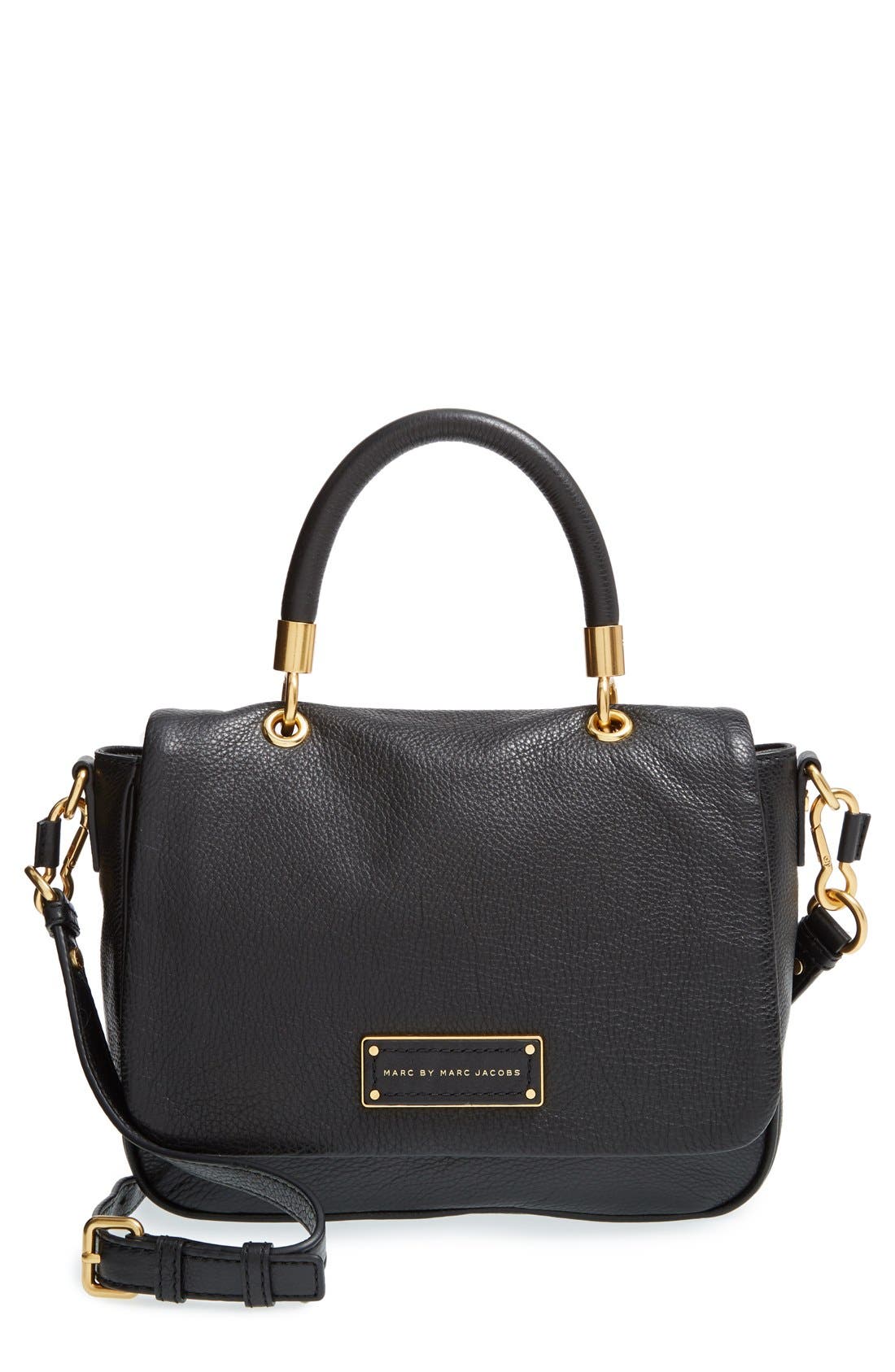 MARC BY MARC JACOBS 'Small Too Hot To Handle' Leather Tote, Main, color, BLACK