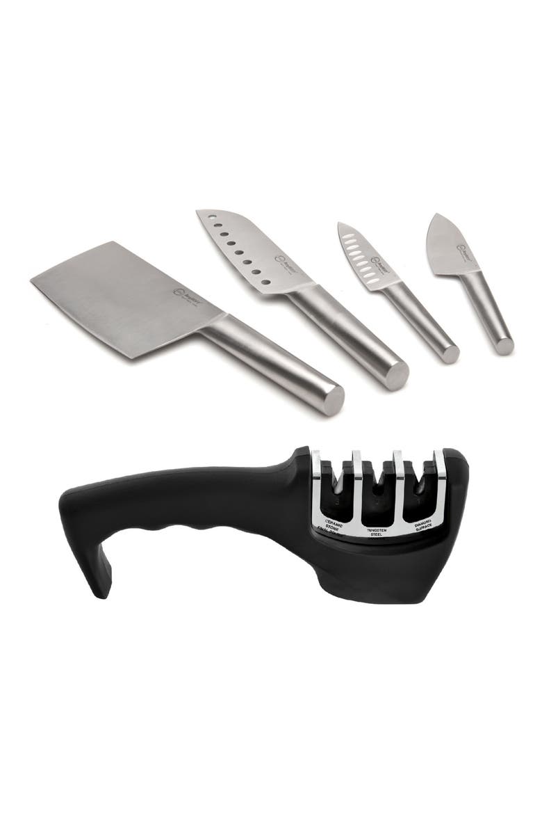 Santoku Set of 5 Knife & Sharpener Set, Main, color, MULTICOLOR