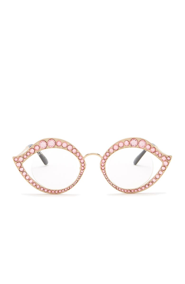 Gucci 41mm Crystal Accented Cat Eye Optical Frames, Alternate, color,