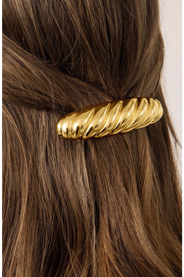 Twisted Oblong Hair Barrette, Alternate, color, GOLD