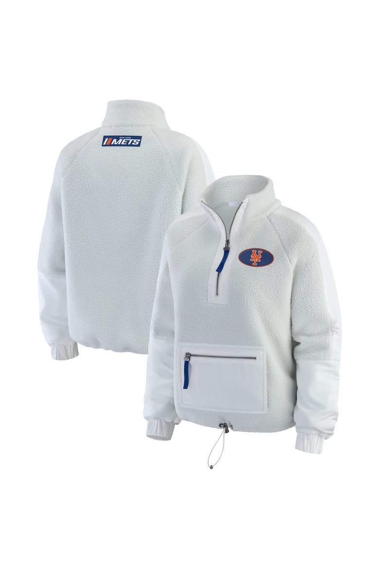 Women's WEAR by Erin Andrews Gray New York Mets Polar Fleece Quarter-Zip Jacket, Main, color, Gray