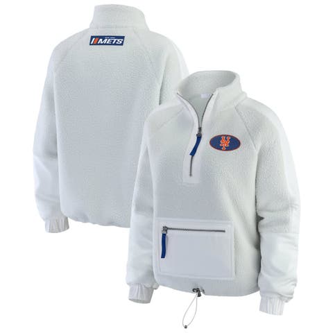 Women
s WEAR by Erin Andrews Gray New York Mets Polar Fleece Quarter-Zip Jacket