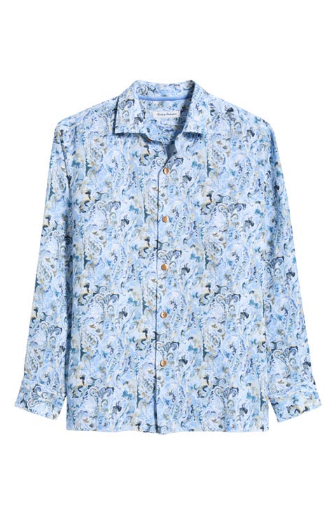 Tidal Echoes Paisley Linen Button-Up Shirt