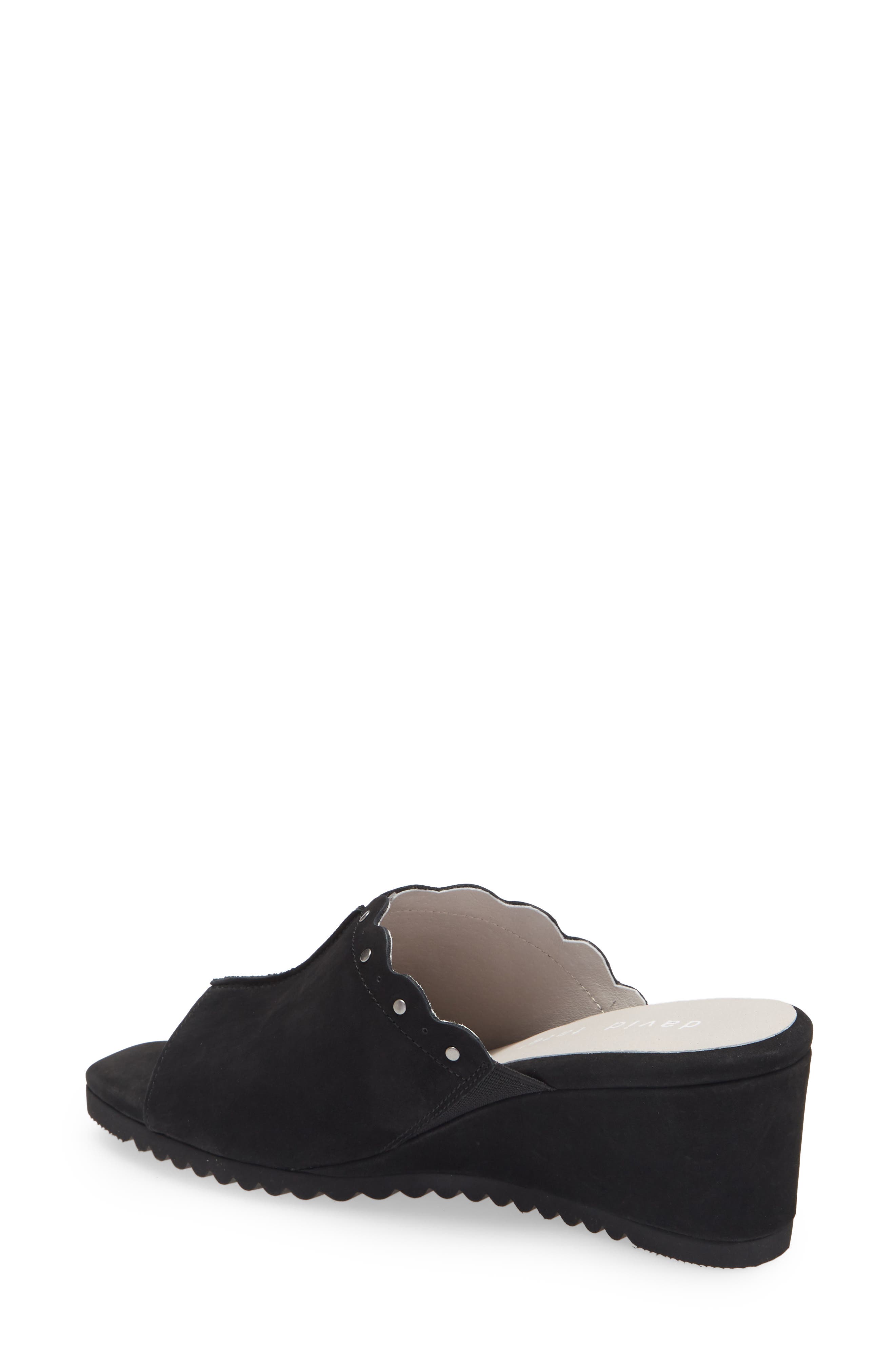 David Tate Song Wedge Sandal, Alternate, color, Black Nubuck Leather