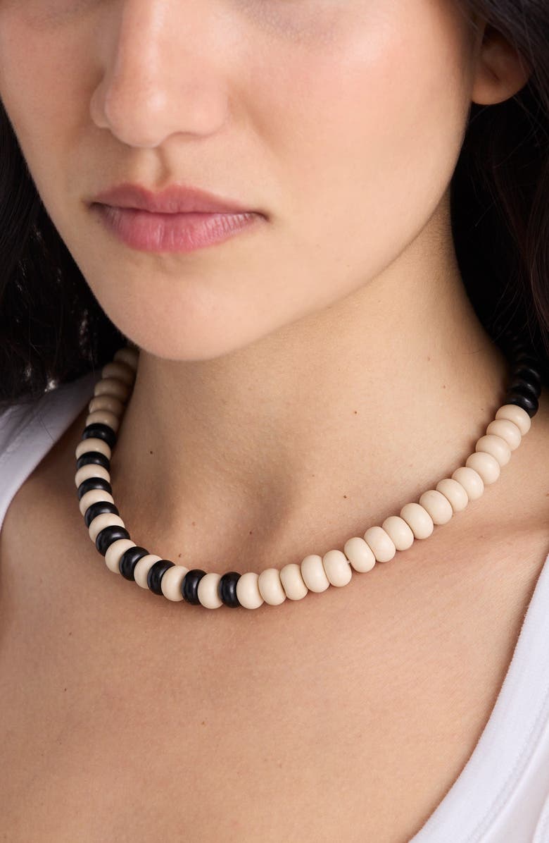 Madewell Semiprecious Coral Beaded Choker Necklace, Alternate, color, Antique Gold