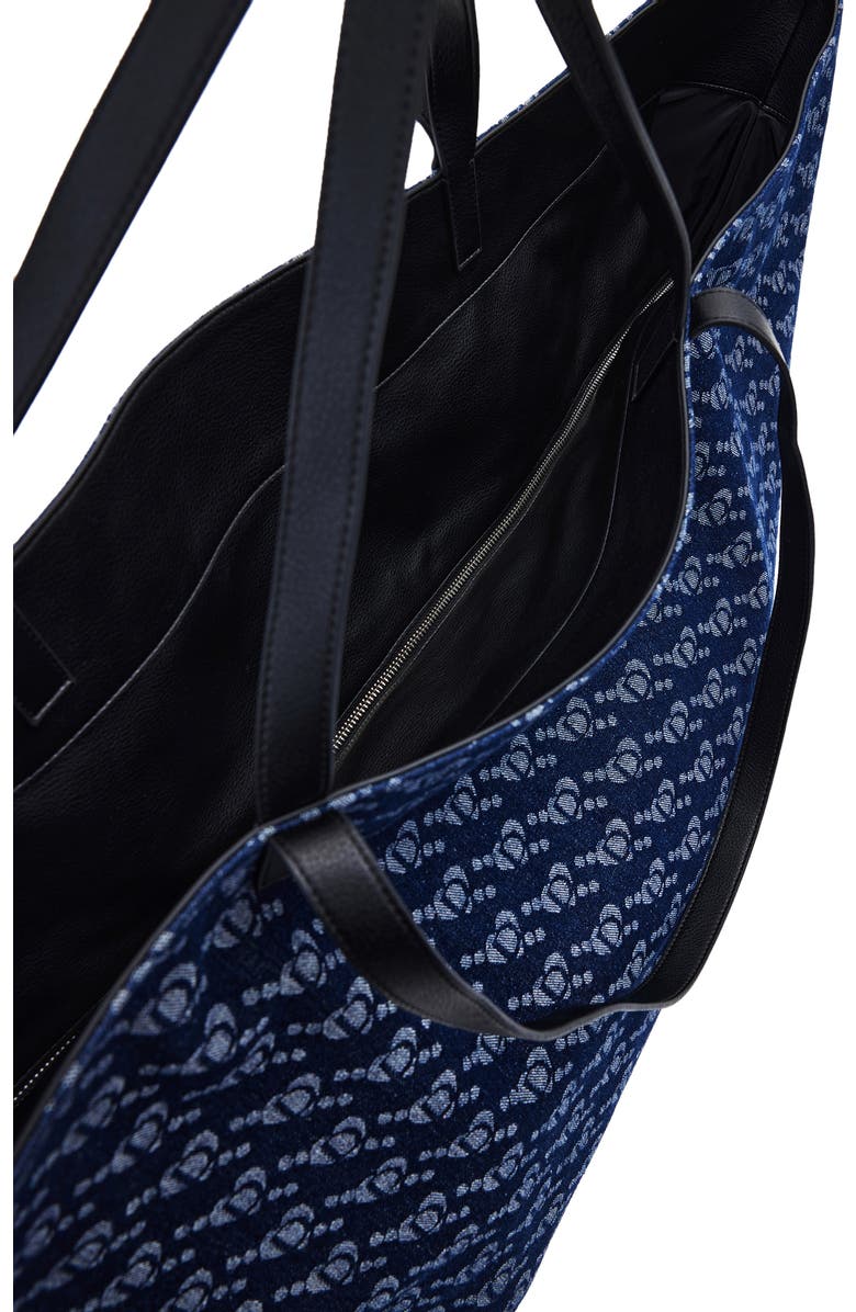 Desigual Arco Logo Denim Shopper Tote, Alternate, color, Blue