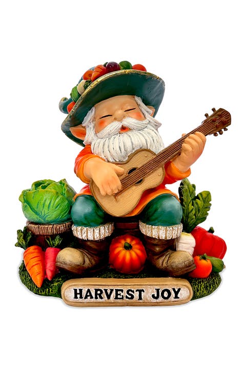 Harvest Joy Guitar Playing Gnome Figurine