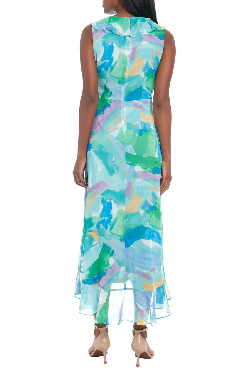 London Times Ruffle Sleeveless Faux Wrap Chiffon Maxi Dress, Alternate, color, 