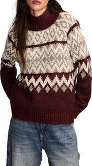 Lucky Brand Fair Isle Mock Neck Sweater