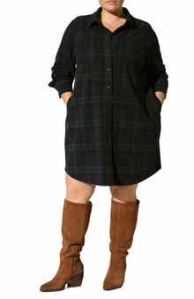 Universal Standard Long Sleeve Check Flannel Shirtdress