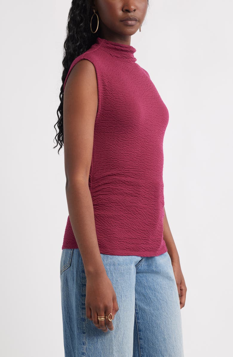 Treasure & Bond Crinkle Mock Neck Top, Alternate, color, Burgundy Rhode