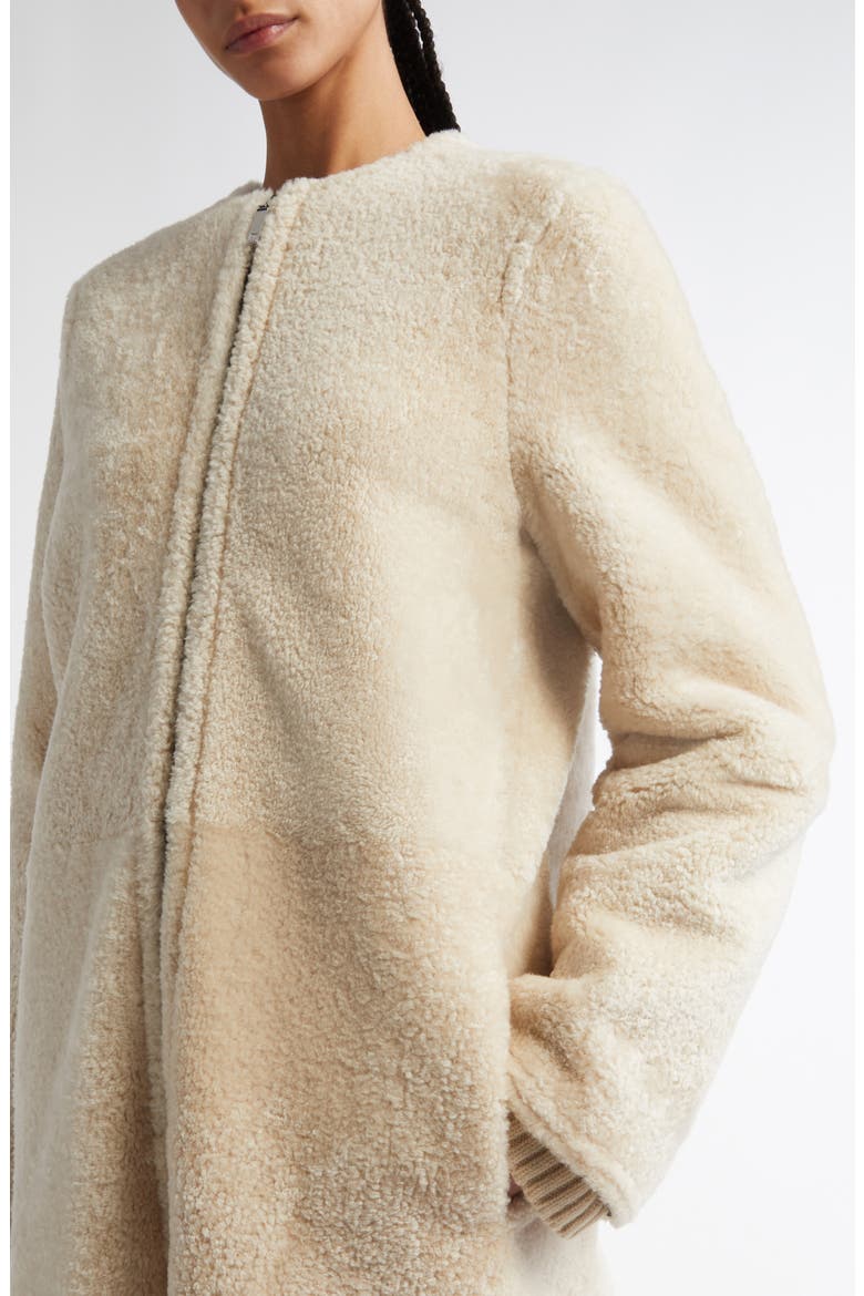Genuine Teddy Shearling Zip Coat, Alternate, color, CREAM