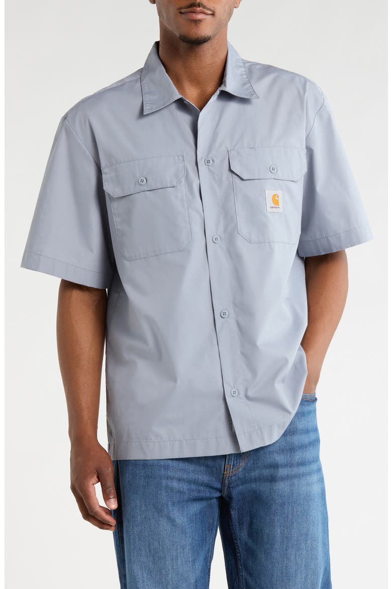 Craft Short Sleeve Poplin Button-Up Work Shirt, Main, color, MIRROR
