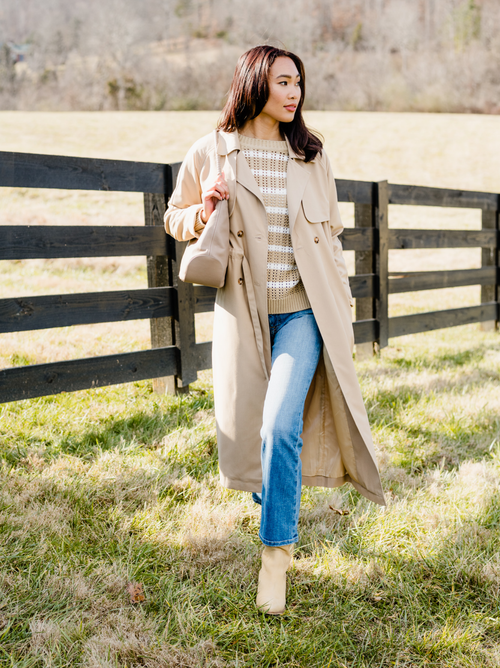 Able Taylor Mesh Sweater In Brown Sugar Stripe