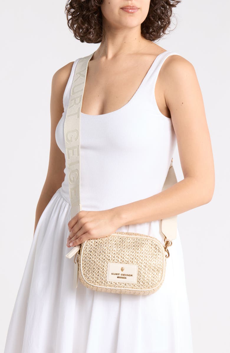 Kurt Geiger London Chiswick Faux Raffia Camera Bag, Alternate, color, Open Yellow