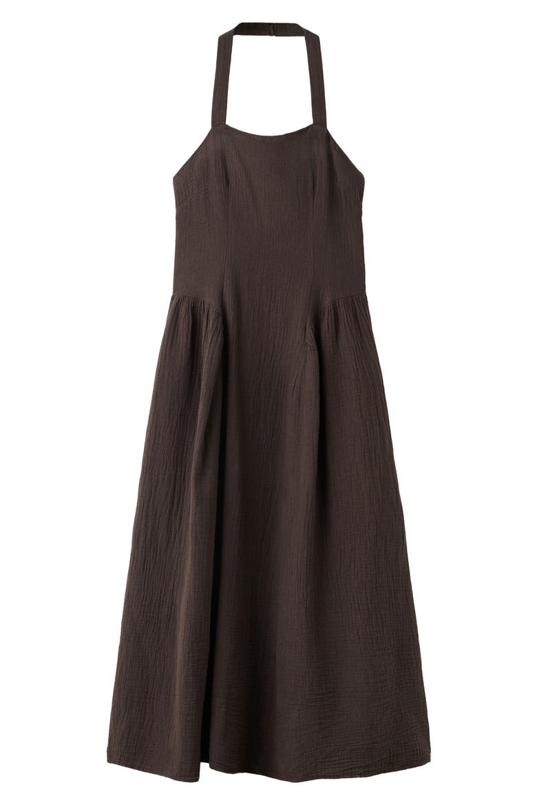 Double Gazue Halter Maxi Dress, Alternate, color, CHOCOLATE
