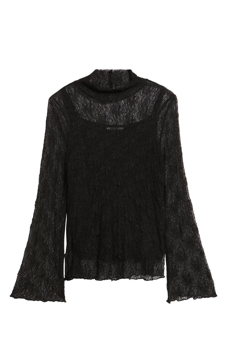 Wit & Wisdom Mock Neck Sheer Knit Top, Alternate, color, Black