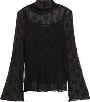 Wit & Wisdom Mock Neck Sheer Knit Top