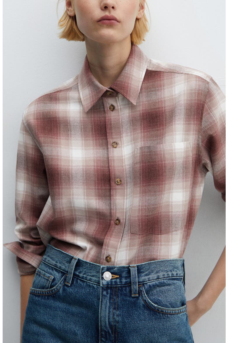 Plaid Cotton Blend Flannel Button-Up Shirt, Alternate, color, RED