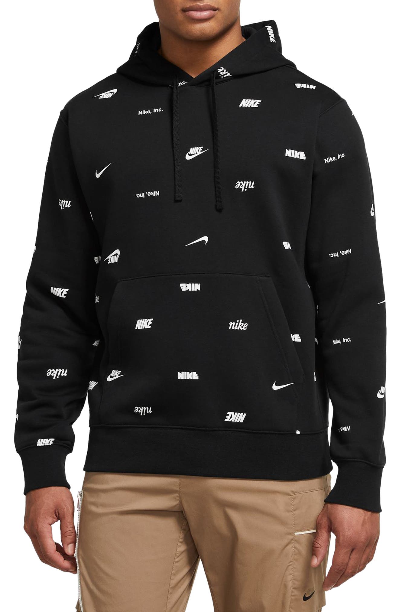 nike club fleece printed hoodie