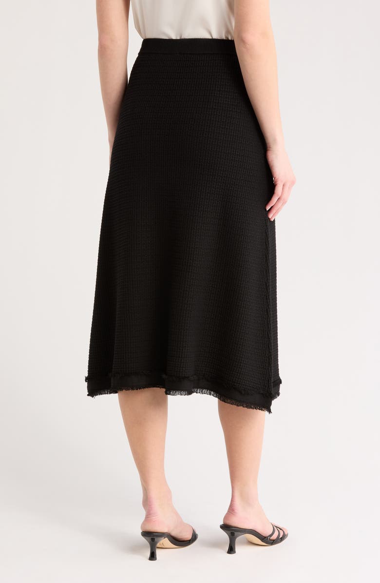 Adrianna Papell Fray Hem Midi Sweater Skirt, Alternate, color, Black