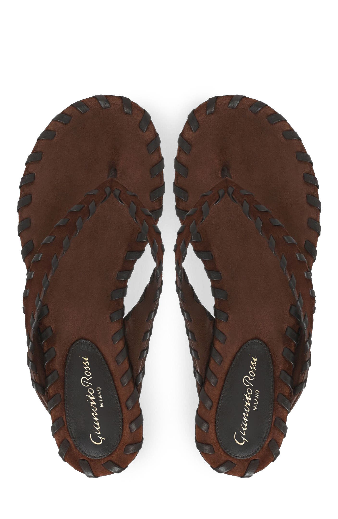Gianvito Rossi Zaira Thong Flat Sandal, Alternate, color, Brown Suede