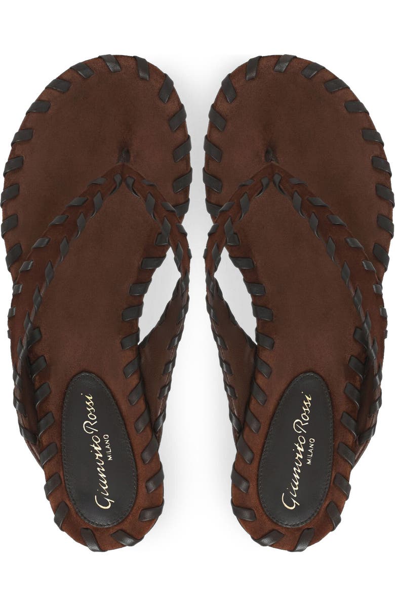 Gianvito Rossi Zaira Thong Flat Sandal, Alternate, color, Brown Suede