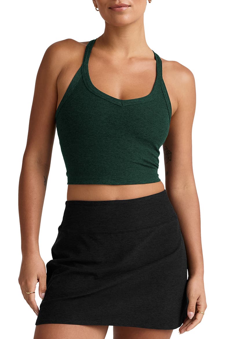 Space Dye On the Up Crop Tank, Main, color, DARK SPRUCE GREEN HEATHER