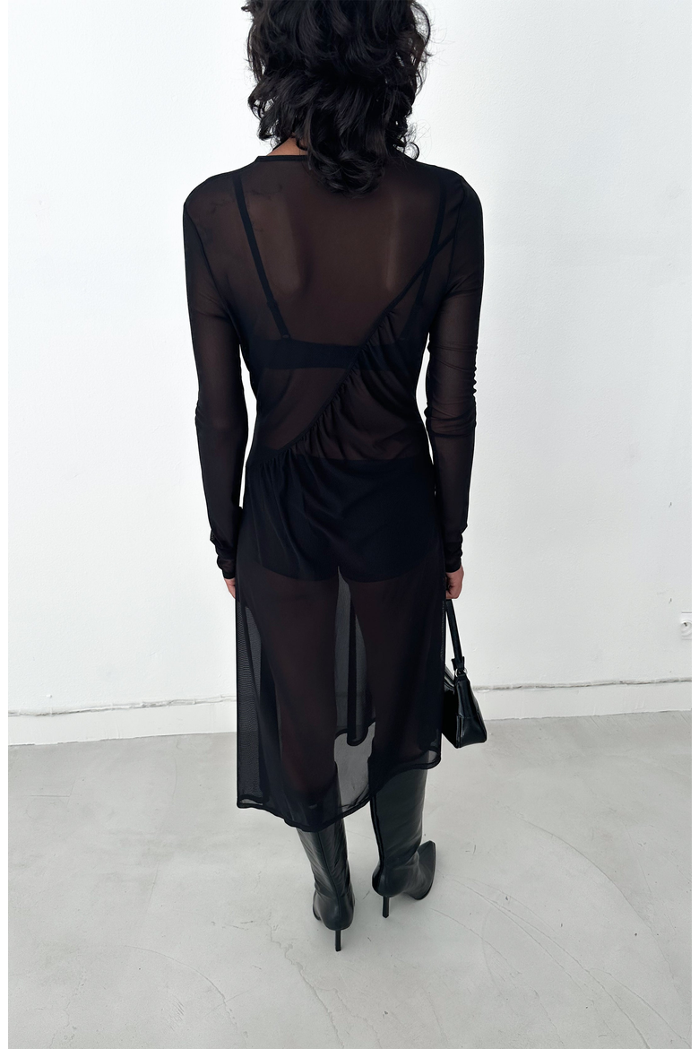 Rue Sheer Mesh Dress, Alternate, color, Black