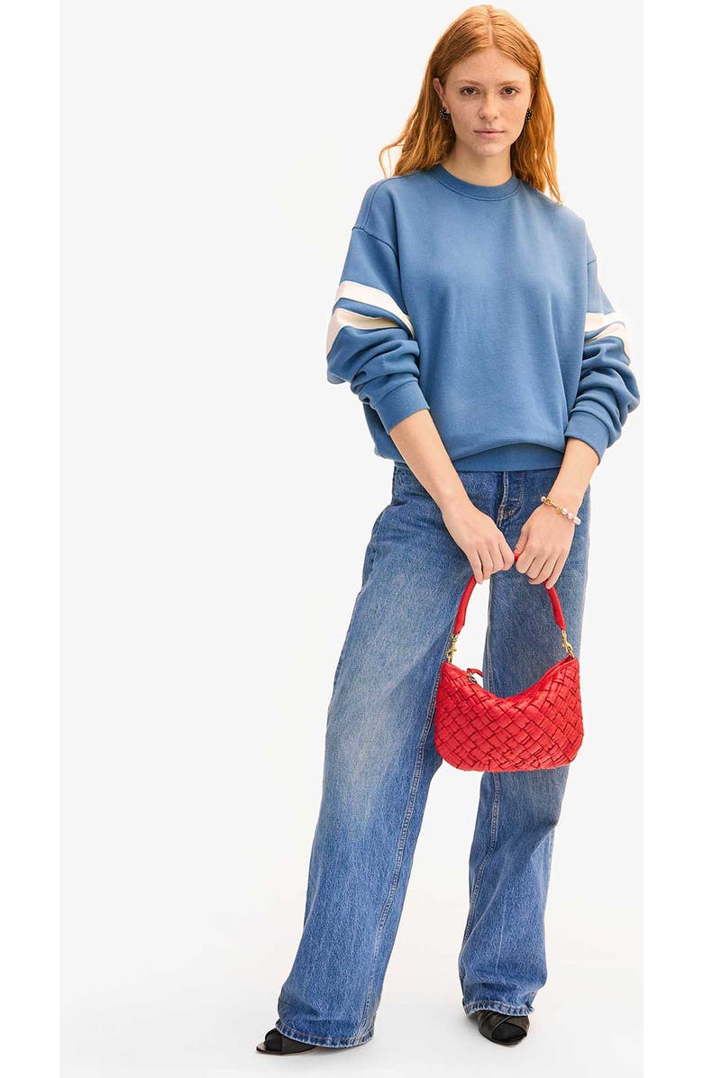 Clare V. Petit Moyen Woven Leather Messenger Bag, Alternate, color, Rossa