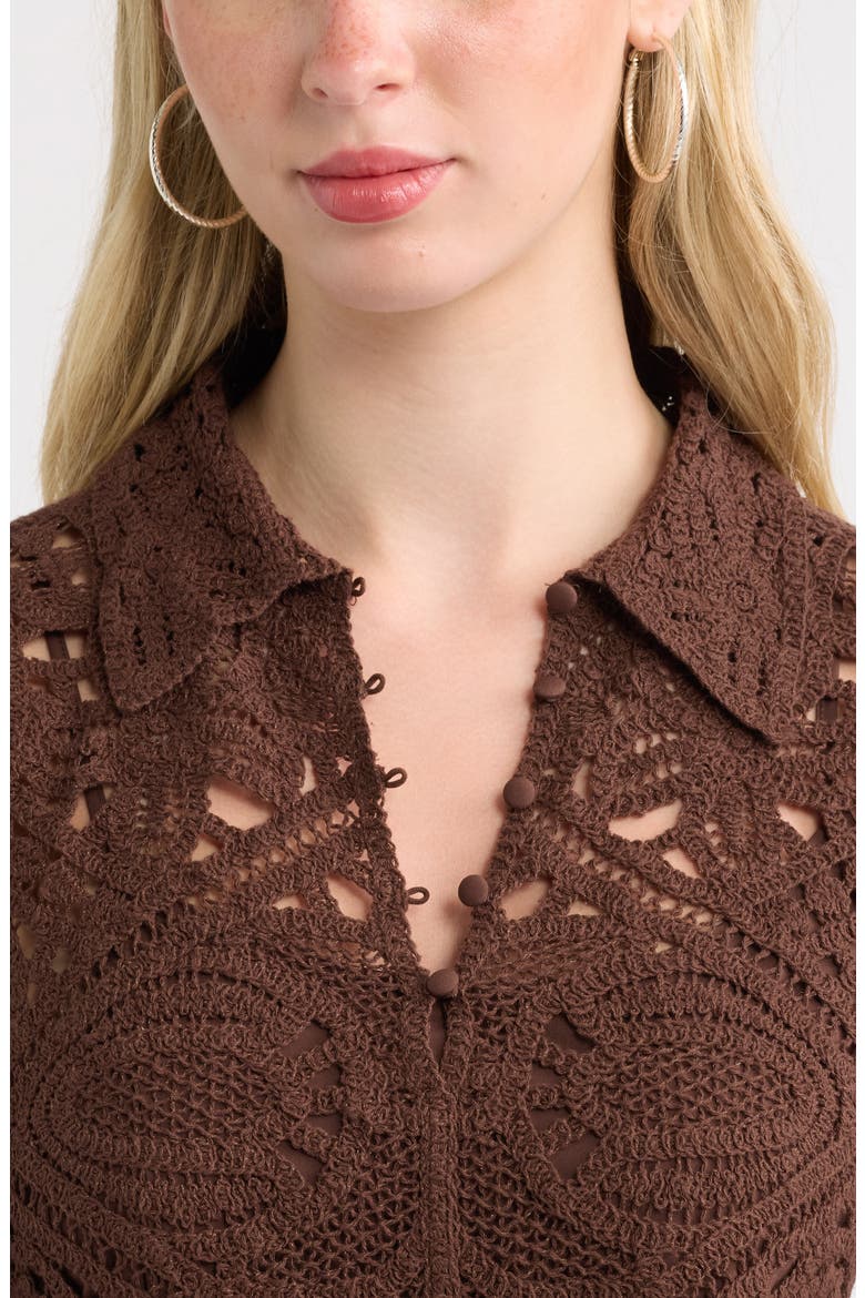Crochet Minidress, Alternate, color, BROWN CHICORY