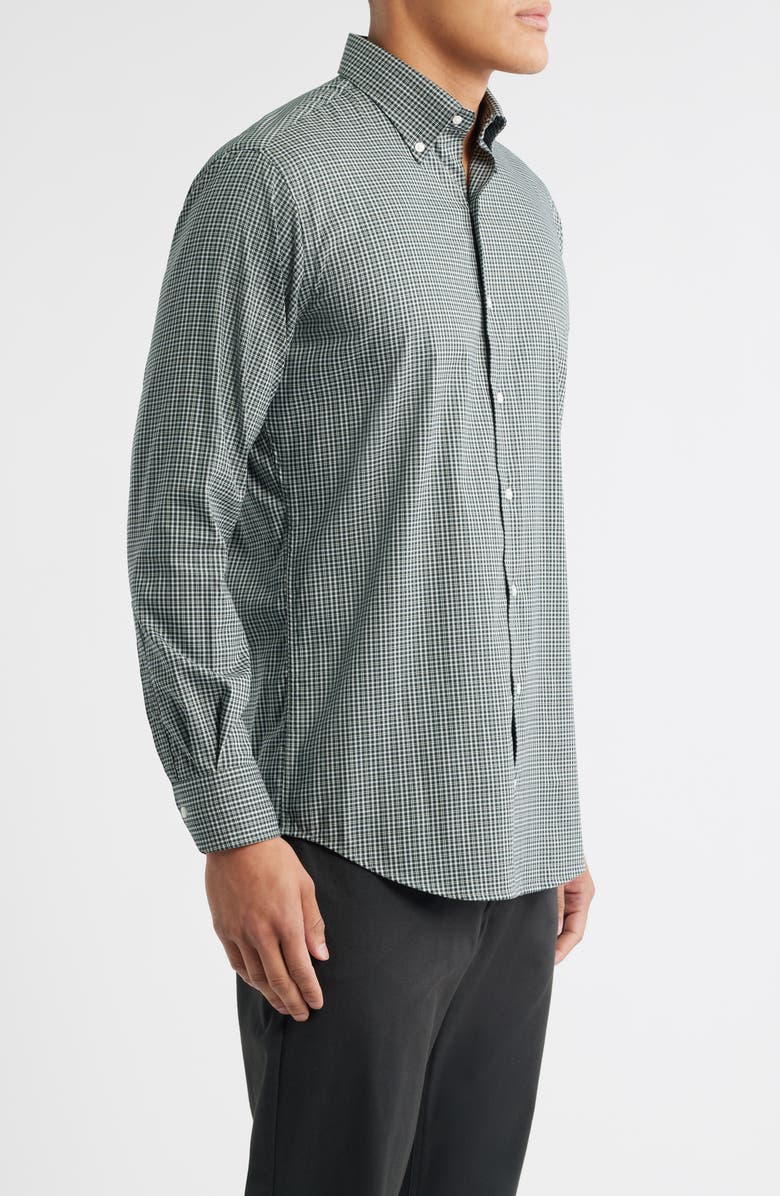 Peter Millar Stowe Crown Lite Check Performance Twill Button-Down Shirt, Alternate, color, Deep Verdant