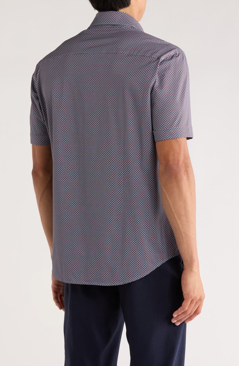 Bugatchi Miles Short Sleeve 8-Way Stretch OoohCotton<sup>®</sup> Button-Up Shirt, Alternate, color, Cement