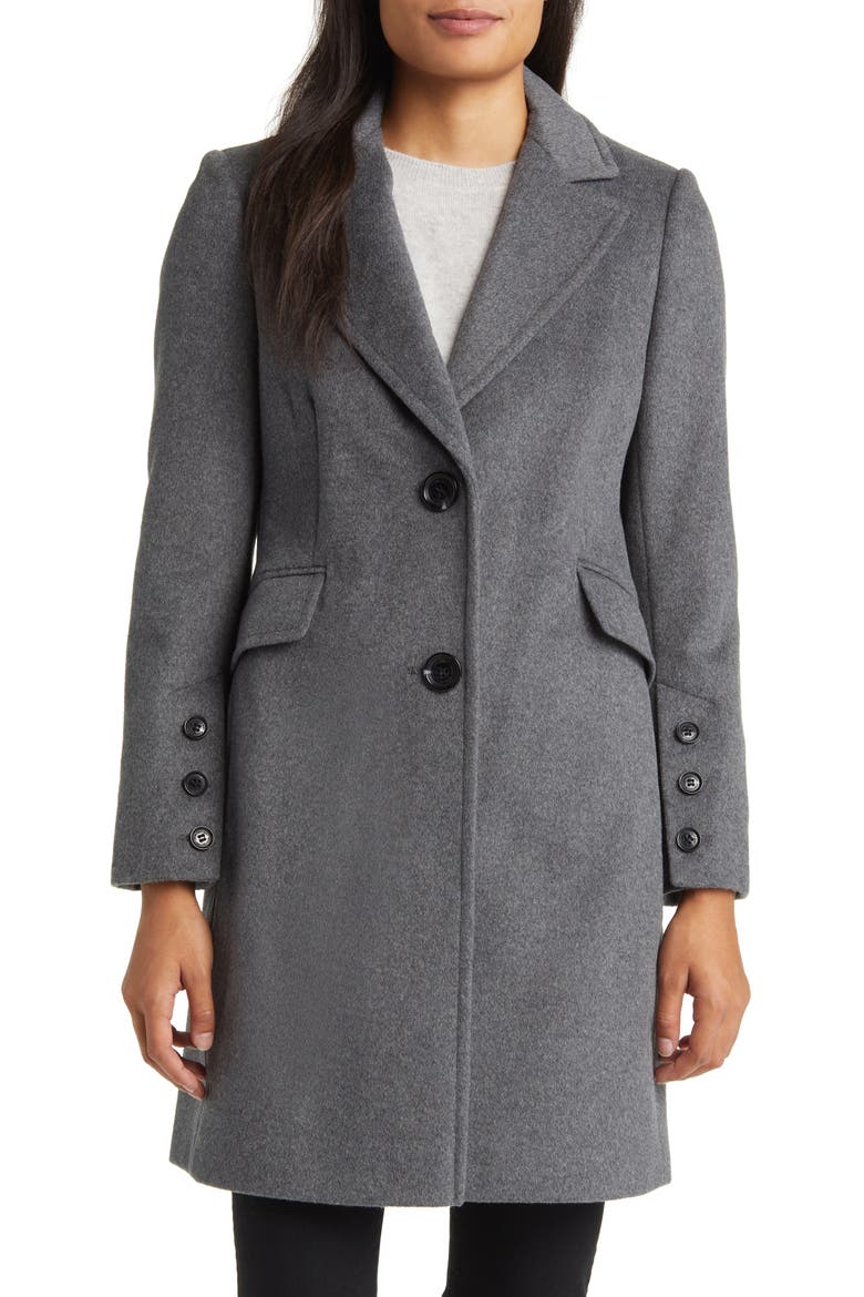 Wool Blend Notch Collar Coat, Main, color, GREY