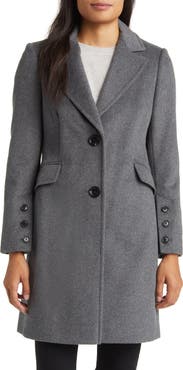 Sam Edelman Reefer Single Breasted Wool Blend Twill Jacket