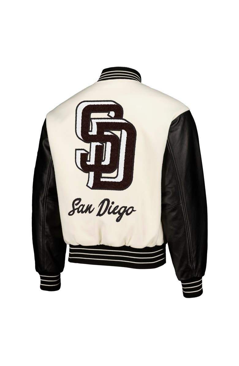 PLEASURES Men's PLEASURES White San Diego Padres Full-Snap Varsity Jacket, Alternate, color, White