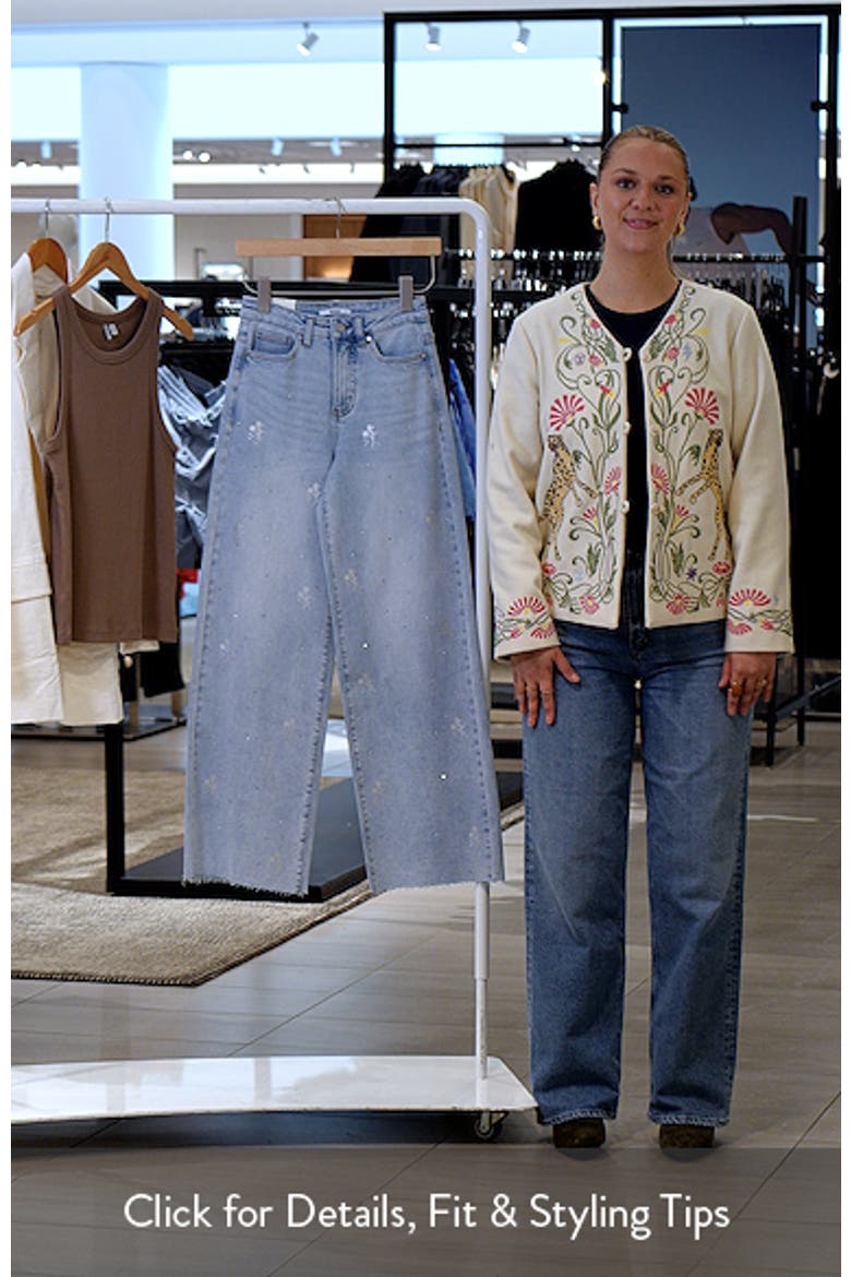 Embellished Raw Hem High Waist Wide Leg Jeans video