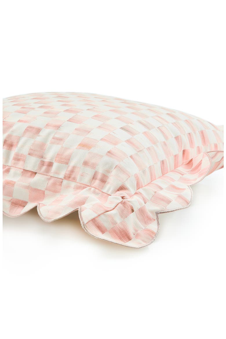 Rosy Check Reversible Scallop Throw Pillow, Alternate, color, ROSY