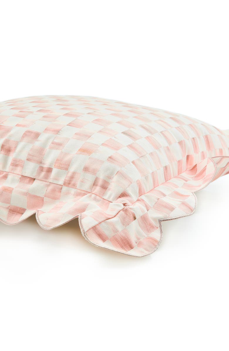 MACKENZIE CHILDS Rosy Check Reversible Scallop Throw Pillow, Alternate, color, Rosy