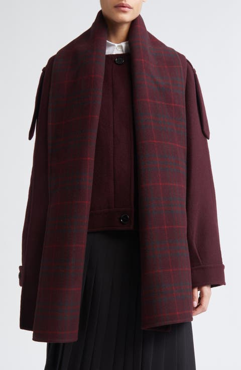 Oldbrook Detachable Check Scarf Wool Jacket