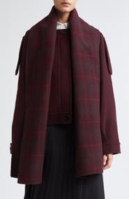 Burberry Oldbrook Detachable Check Scarf Wool Jacket