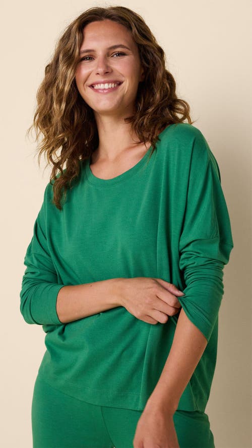 The Cat's Pajamas Pima Knit Pullover Set In Green