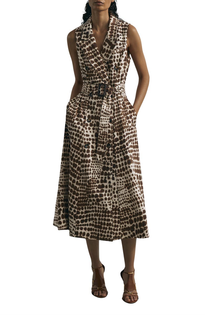 Reiss Concordia Print Belted Sleeveless Maxi Dress, Alternate, color, Chocolate