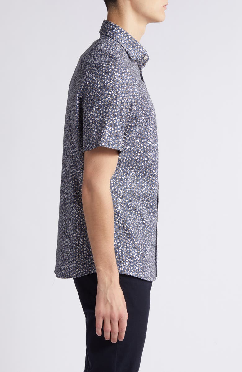 Stone Rose Floral Short Sleeve Stretch Cotton Blend Button-Up Shirt, Alternate, color, 