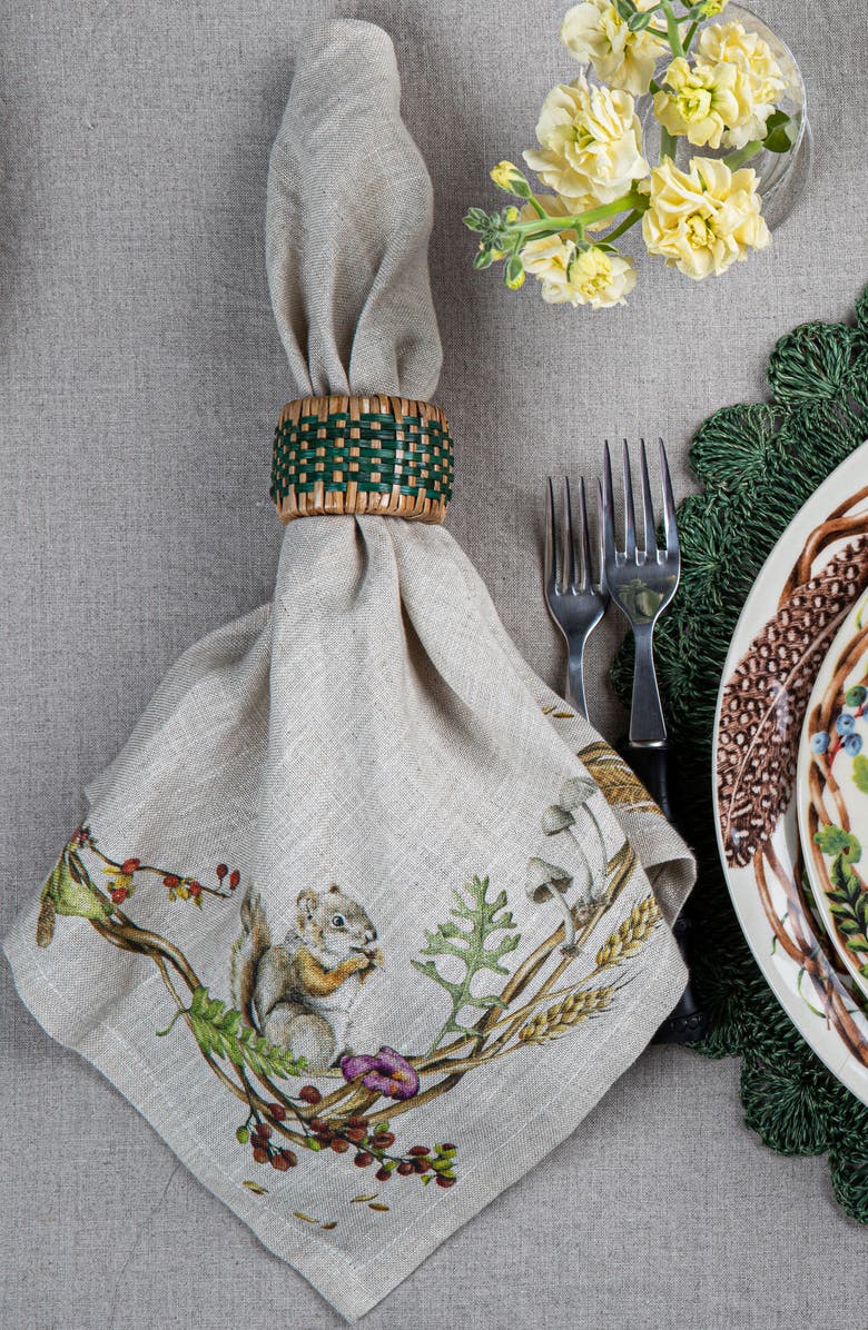 Juliska Set of 4 Forest Walk Linen Napkins, Alternate, color, Caf Au Lait