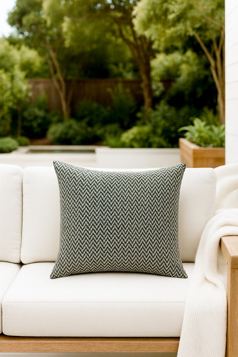 Herringbone Bay Pillow, Alternate, color, Black