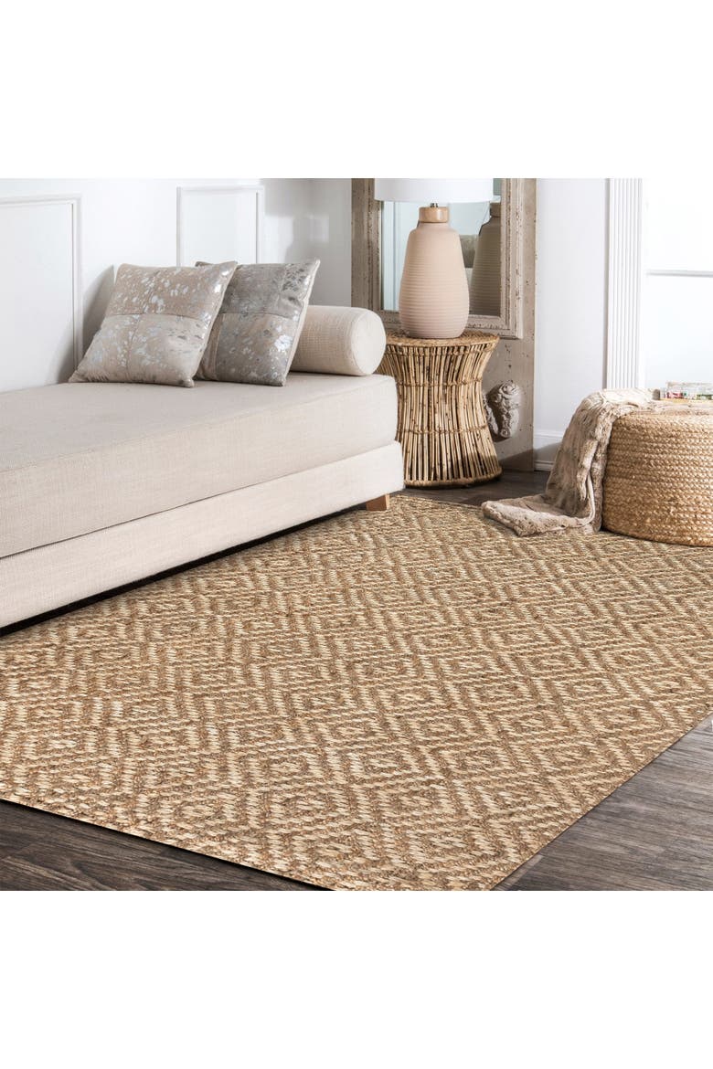 Hira Hand Woven Diamond Chunky Jute Area Rug, Alternate, color, Natural