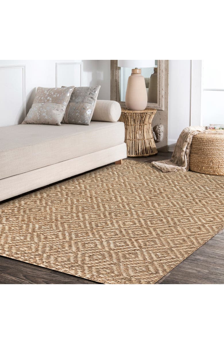 JONATHAN Y Hira Hand Woven Diamond Chunky Jute Area Rug, Alternate, color, Natural