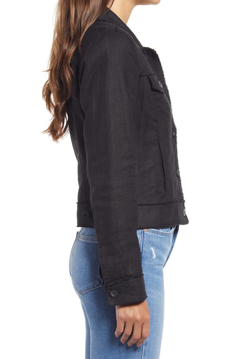 Two Palms Linen Raw Edge Jacket, Alternate, color, BLACK