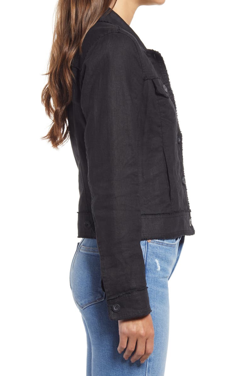 Tommy Bahama Two Palms Linen Raw Edge Jacket, Alternate, color, Black